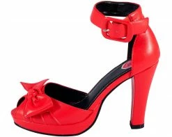 A7725L Womens Red Gathered Front Peep Toe - *FINAL SALE/NON-RETURNABLE