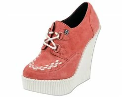 A8376L Womens Peachy Coral Suede Creeper Wedge - *FINAL SALE/NON-RETURNABLE