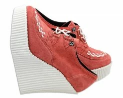 A8376L Womens Peachy Coral Suede Creeper Wedge - *FINAL SALE/NON-RETURNABLE
