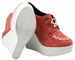 A8376L Womens Peachy Coral Suede Creeper Wedge - *FINAL SALE/NON-RETURNABLE