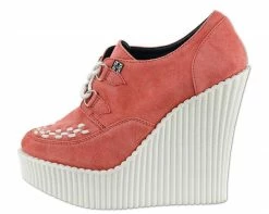 A8376L Womens Peachy Coral Suede Creeper Wedge - *FINAL SALE/NON-RETURNABLE