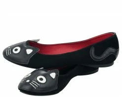A8542L Womens Black Suede Kitty Flat