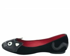 A8542L Womens Black Suede Kitty Flat