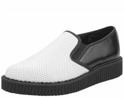 A8893 Womens B/W Perf Slip On Creepers