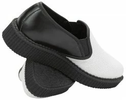 A8893 Womens B/W Perf Slip On Creepers