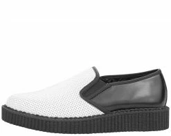 A8893 Womens B/W Perf Slip On Creepers