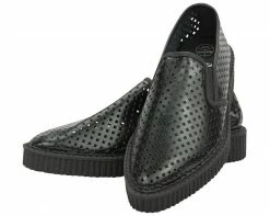 A8894 Womens Black Perf Pointed Slip Ons