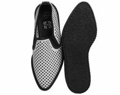 A9030 White Perforated Pointed Slip Ons