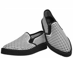 A9030 White Perforated Pointed Slip Ons