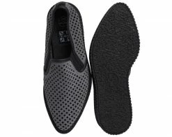 A9065 Grey Perforated Pointed Slip Ons