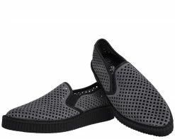A9065 Grey Perforated Pointed Slip Ons