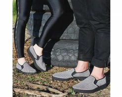 A9065 Grey Perforated Pointed Slip Ons