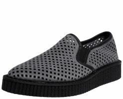 A9065 Grey Perforated Pointed Slip Ons