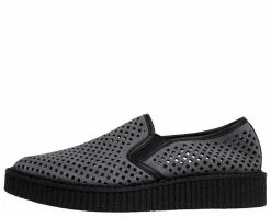 A9065 Grey Perforated Pointed Slip Ons