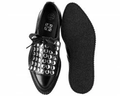 A9167 Black Studded Kilt Pointed Creeper Womens