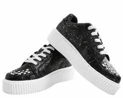 A9314 Womens Black & Chrome Paint Splatter Casbah Creeper