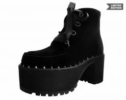 A9346L Black Velvet Spiked Nosebleed Boot