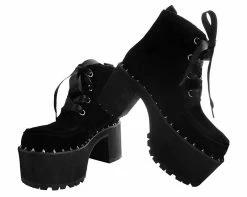 A9346L Black Velvet Spiked Nosebleed Boot