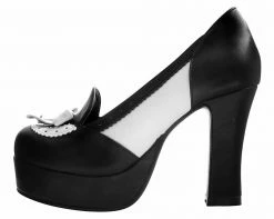 A9386L Black & White Loafer Platform Heel