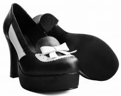 A9386L Black & White Loafer Platform Heel
