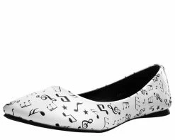 A9393L Womens Black & White Music Note Flat *ALL ITEMS FINAL SALE/NON-RETURNABLE*