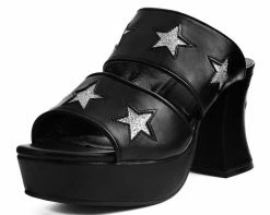 A9442L Black & Silver Star Strappy Marley Heel *ALL ITEMS FINAL SALE/NON-RETURNABLE*