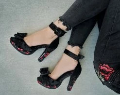 A9446L Black Velvet & Red Blossom Starlet Heel - *FINAL SALE/NON-RETURNABLE Womens
