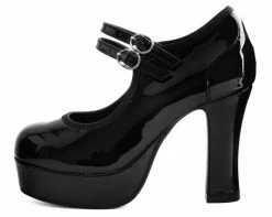 A9448L Black Patent Double Strap Classic Platform Heel