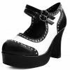 A9449L Black & White Studded Classic Platform Heel