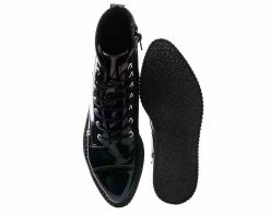 A9502 Black Hologram Pointed Lace Up Boot Womens