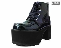 A9505L Black Hologram Patent Nosebleed Boot Womens
