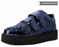 Footwear Shop 7 A9568 Black Hologram & Glitter Velcro Casbah Creeper Womens