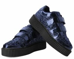 A9568 Black Hologram & Glitter Velcro Casbah Creeper Womens