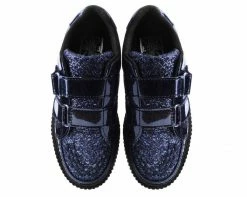 A9568 Black Hologram & Glitter Velcro Casbah Creeper Womens
