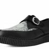 A9651 Womens Black & Grey Snake Pointed Buckle Creeper