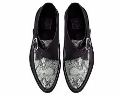 Discount ๐ฏ A9651 ๐ฉ Womens Black & Grey Snake Pointed Buckle Creeper ๐ 15 A9651 Womens Black & Grey Snake Pointed Buckle Creeper