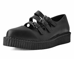 A9733L Black TUKskin™ Pointed 3-Strap Mary Jane Womens