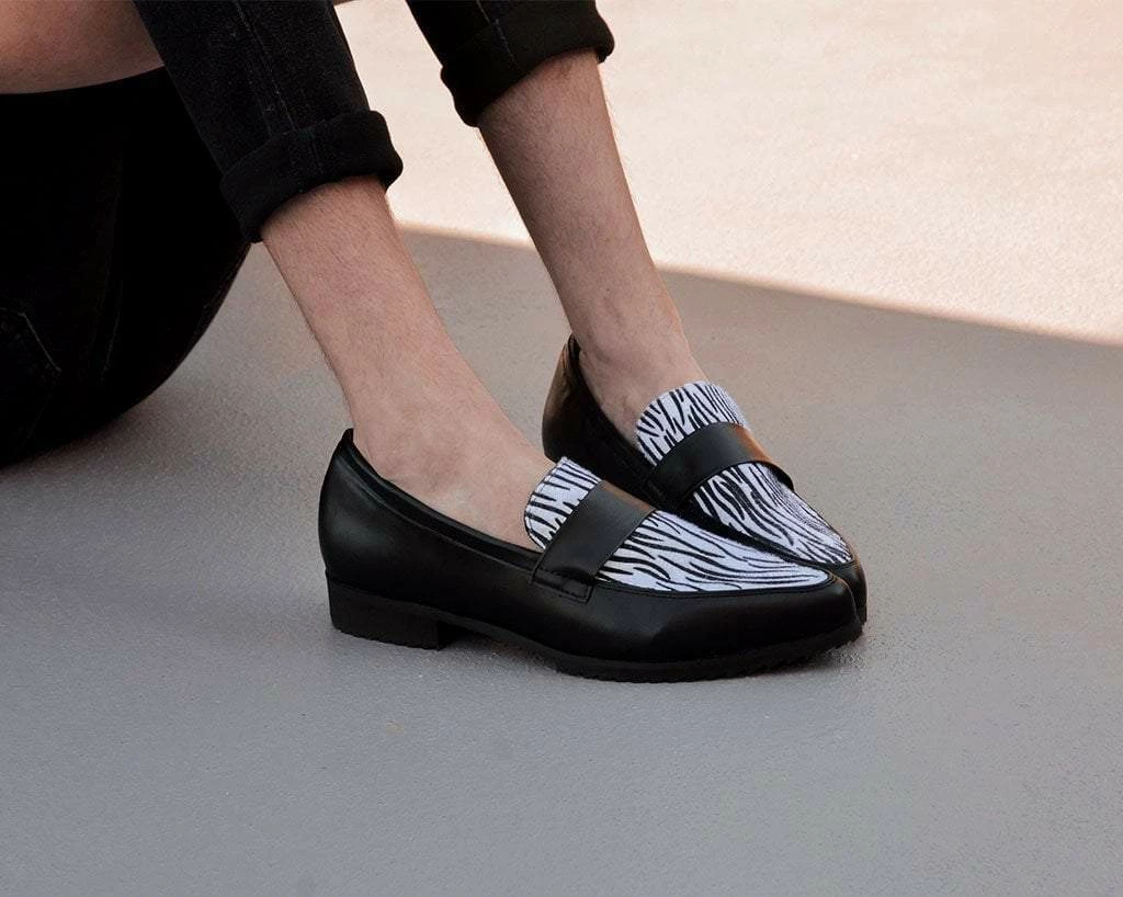 Cheap ๐ A9766 Black & White Zebra Print Loafer Mary Janes โ 2 A9766 Black & White Zebra Print Loafer Mary Janes