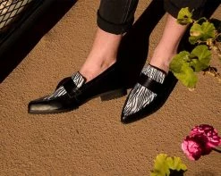 Cheap ๐ A9766 Black & White Zebra Print Loafer Mary Janes โ 14 A9766 Black & White Zebra Print Loafer Mary Janes
