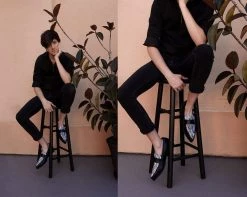 Cheap ๐ A9766 Black & White Zebra Print Loafer Mary Janes โ 15 A9766 Black & White Zebra Print Loafer Mary Janes