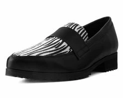 A9766 Black & White Zebra Print Loafer Mary Janes