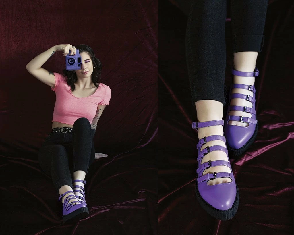 Promo 🌟 A9834L Purple TUKskin™ Multi-Strap Pointed Mary Jane 👩 Womens ✔️ 6 A9834L Purple TUKskin™ Multi-Strap Pointed Mary Jane Womens