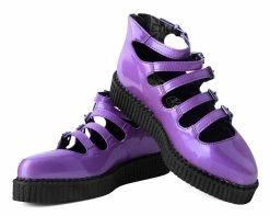 A9898L Purple Metallic Multi-Strap Pointed Mary Jane Womens