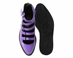 A9898L Purple Metallic Multi-Strap Pointed Mary Jane Womens