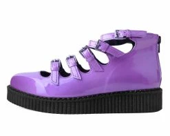 A9898L Purple Metallic Multi-Strap Pointed Mary Jane Womens