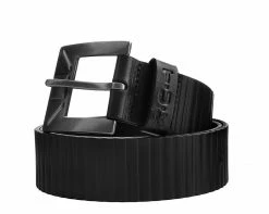 BT01 Black Leather 40mm Ridged Belt - *FINAL SALE/NON-RETURNABLE