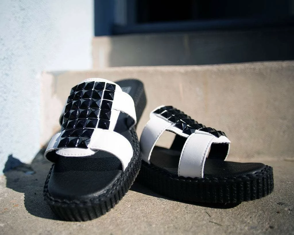 Top 10 ⭐ F9806L White TUKskin™ Studded Mule 🩴 Sandal 🧨 2 F9806L White TUKskin™ Studded Mule Sandal