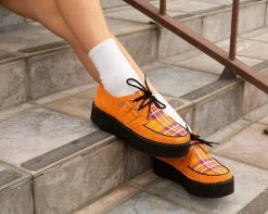 V9866 Orange Suede & Plaid D-Ring Mondo Creeper
