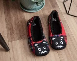 SL05 Tartan Punk Rock Panda Slipper Womens