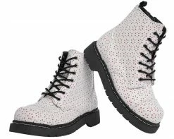 T2248 CLEARANCE White Flower Perforated Boots